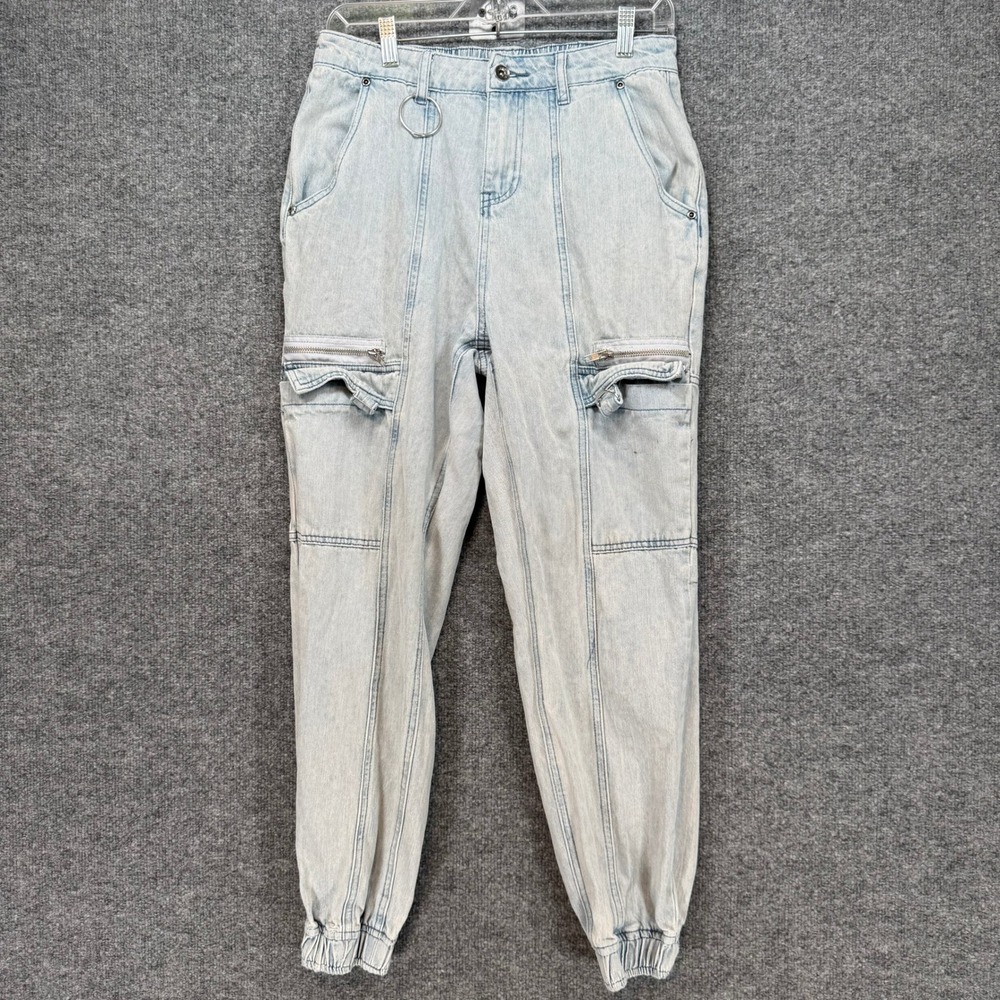 Hot‎ Topic Cargo Denim Joggers Womens Medium Blue D-Ring Goth Punk Alternative